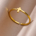 Stainless Steel Rings for Women Aesthetic Heart Gold Color Wedding Ring Vintage Waterproof Wedding Jewelry Prom Accessories Gift