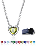 Silver Necklace 925 Sterling Silver Birthstone Love Heart Necklace Gifts for Women