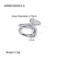 Uworld Stainless Steel Geometric Hollow Layered Wide Ring Metal Texture Waterproof Daily Simple Stylish Golden Jewelry for Women
