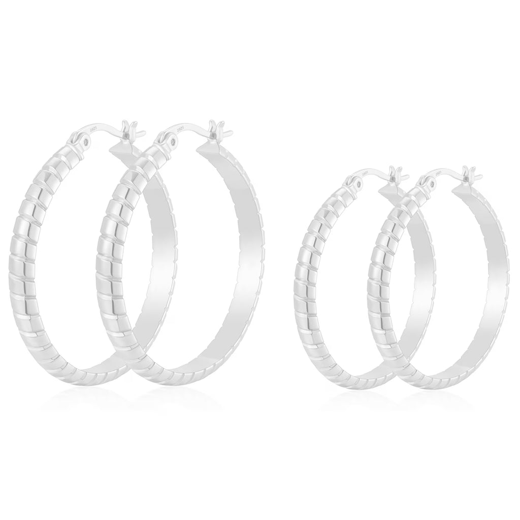 2 Pairs 18K White Gold Plated Hoop Earrings for Women S925 Sterling Silver Post Hypoallergenic Earrings Set Birthday Graduation Jewelry Gifts Her Mom Girlfriend Adults Ideas 50/60MM